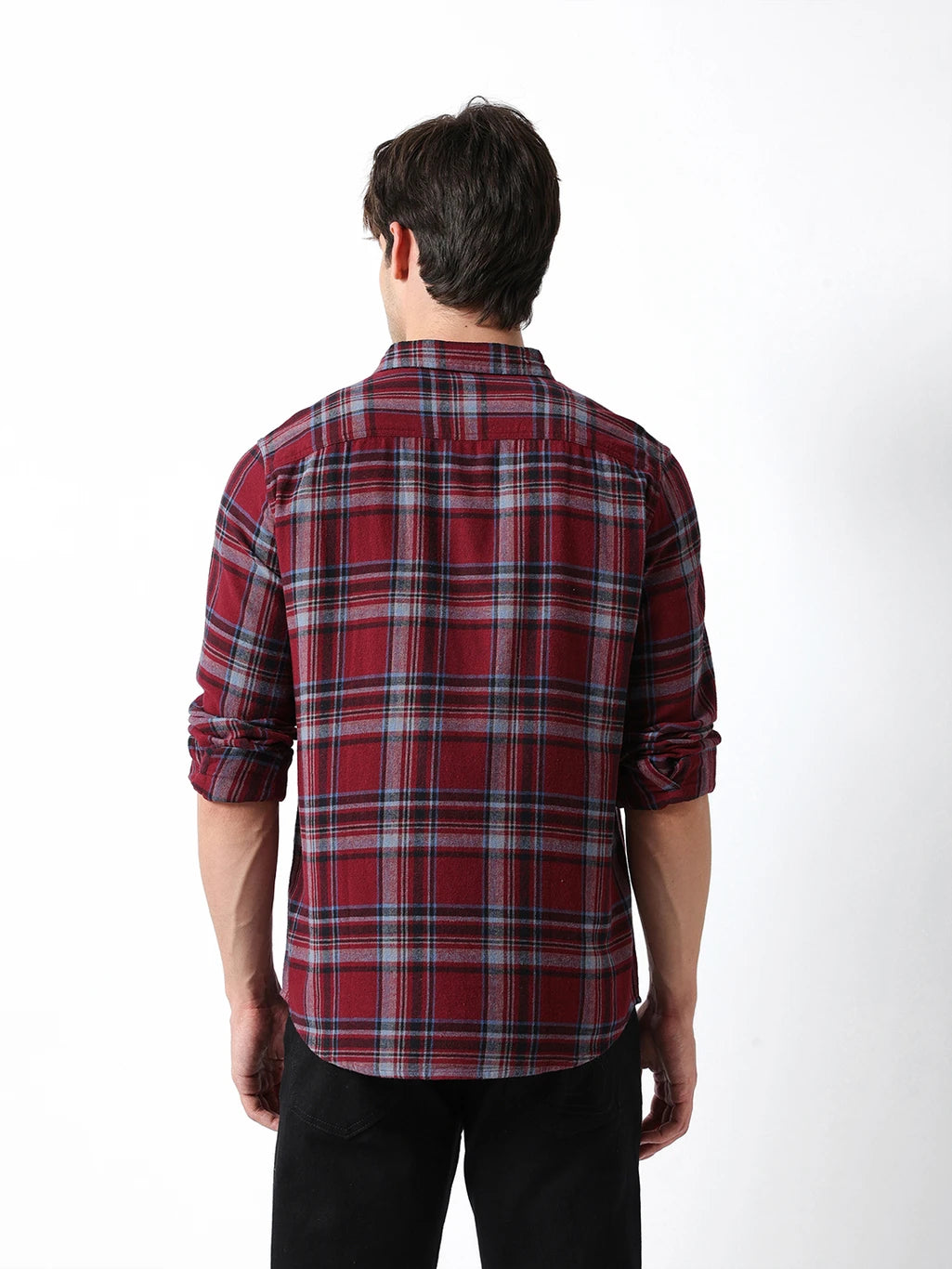 Men Regular Fit Checkered Collar Casual Shirt