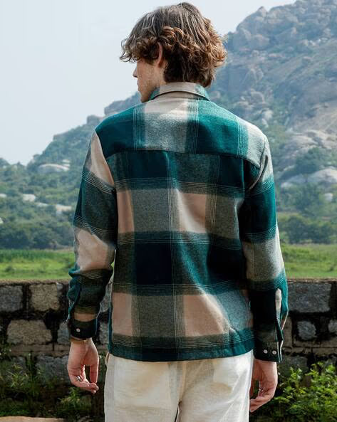 Men Oversized Checked Casual Shirt