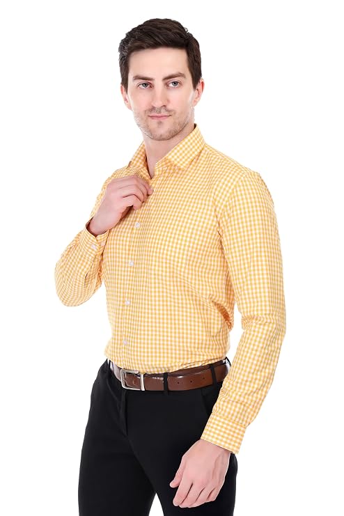 Men’s Yellow Checked Full Sleeve Casual Shirt