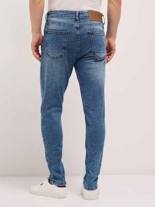 Mid Blue with Light Fade Skinny Fit Mid-Rise Jeans