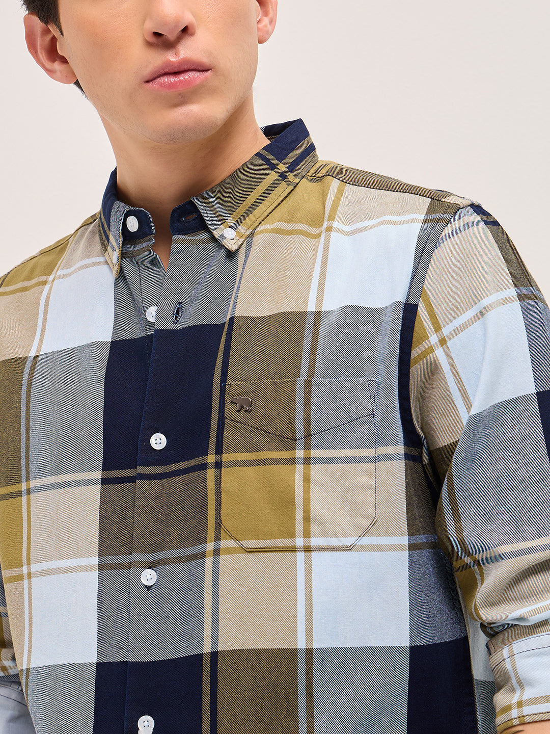Multicolor Woven Checked Slim Fit Casual Shirt