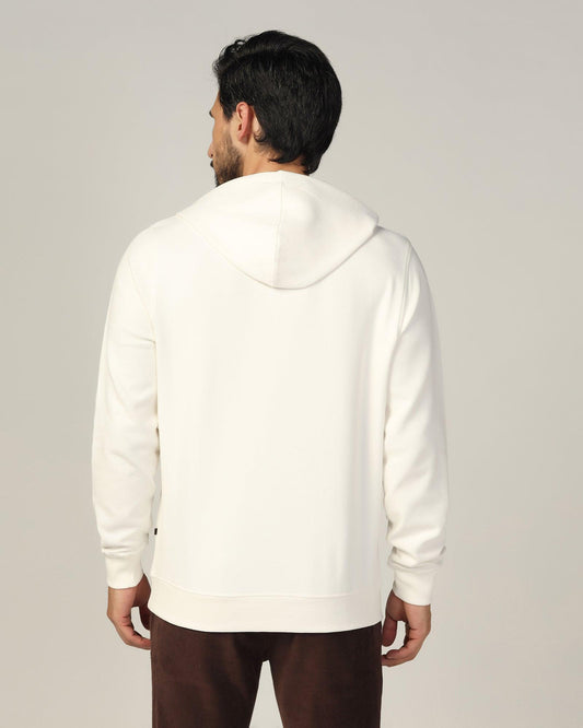 Hoodie Off White Solid Sweatshirt - Feb
