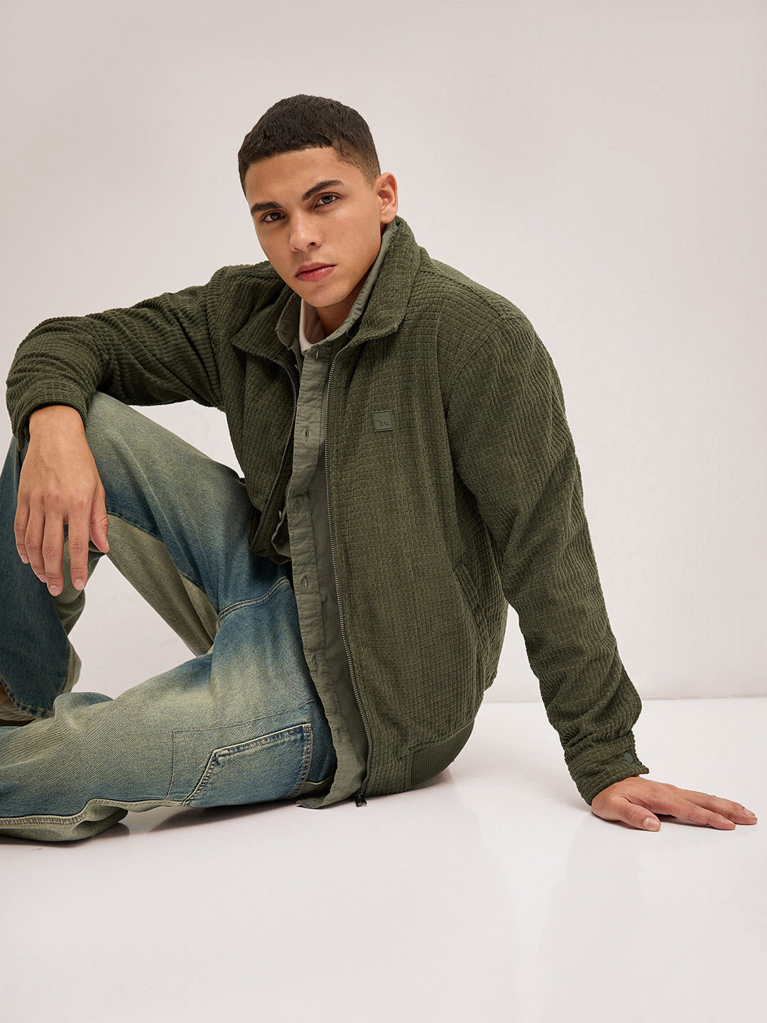 Green Regular Fit Casual Jacket