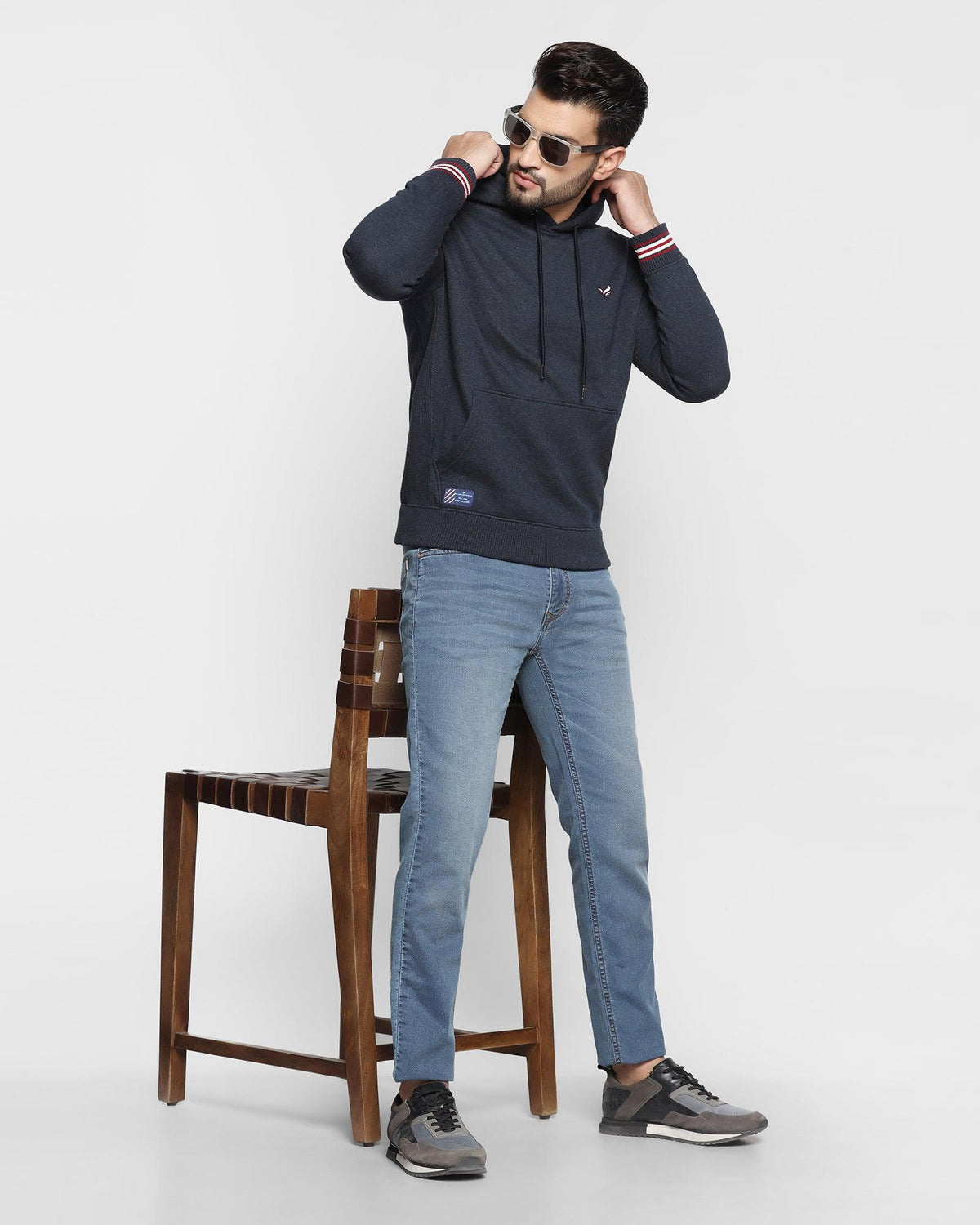 Hoodie Navy Solid Sweatshirt - Cameron
