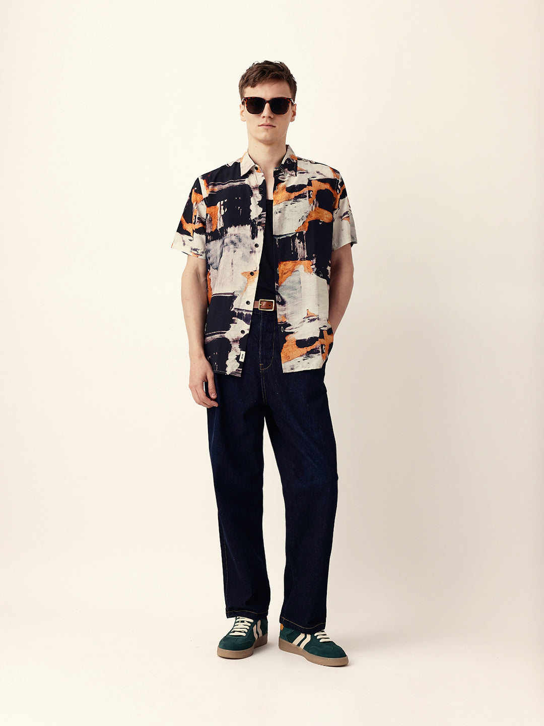 Multicolor Artistic Brushstroke Printed Regular Fit Casual Shirt