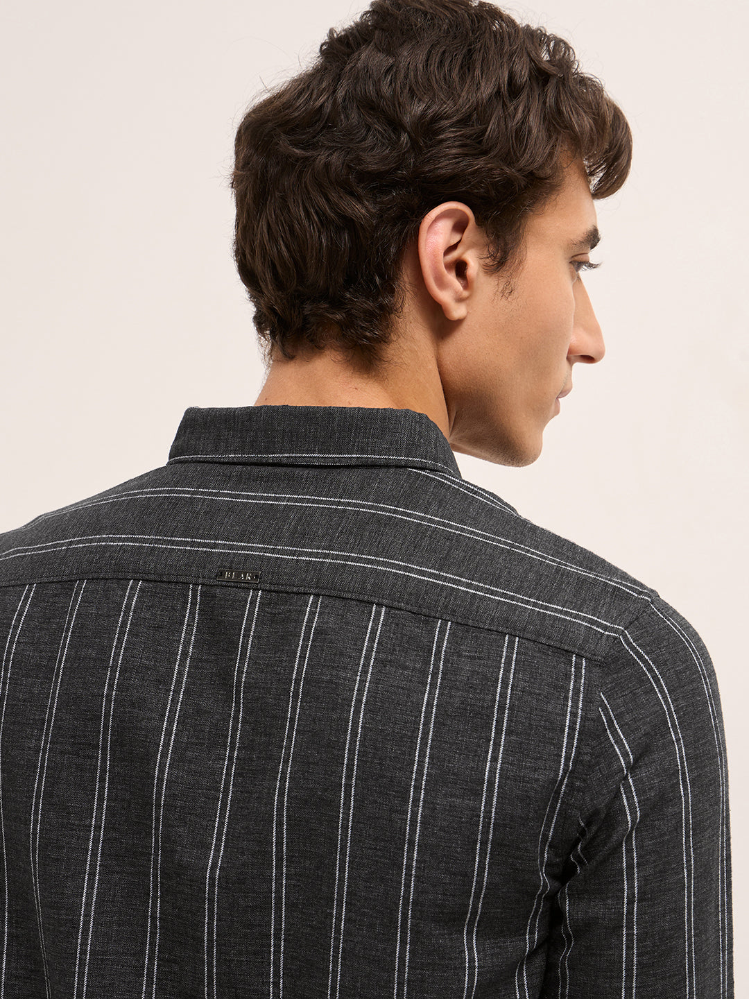 Black Vertical Stripes Slim Fit Casual Shirt