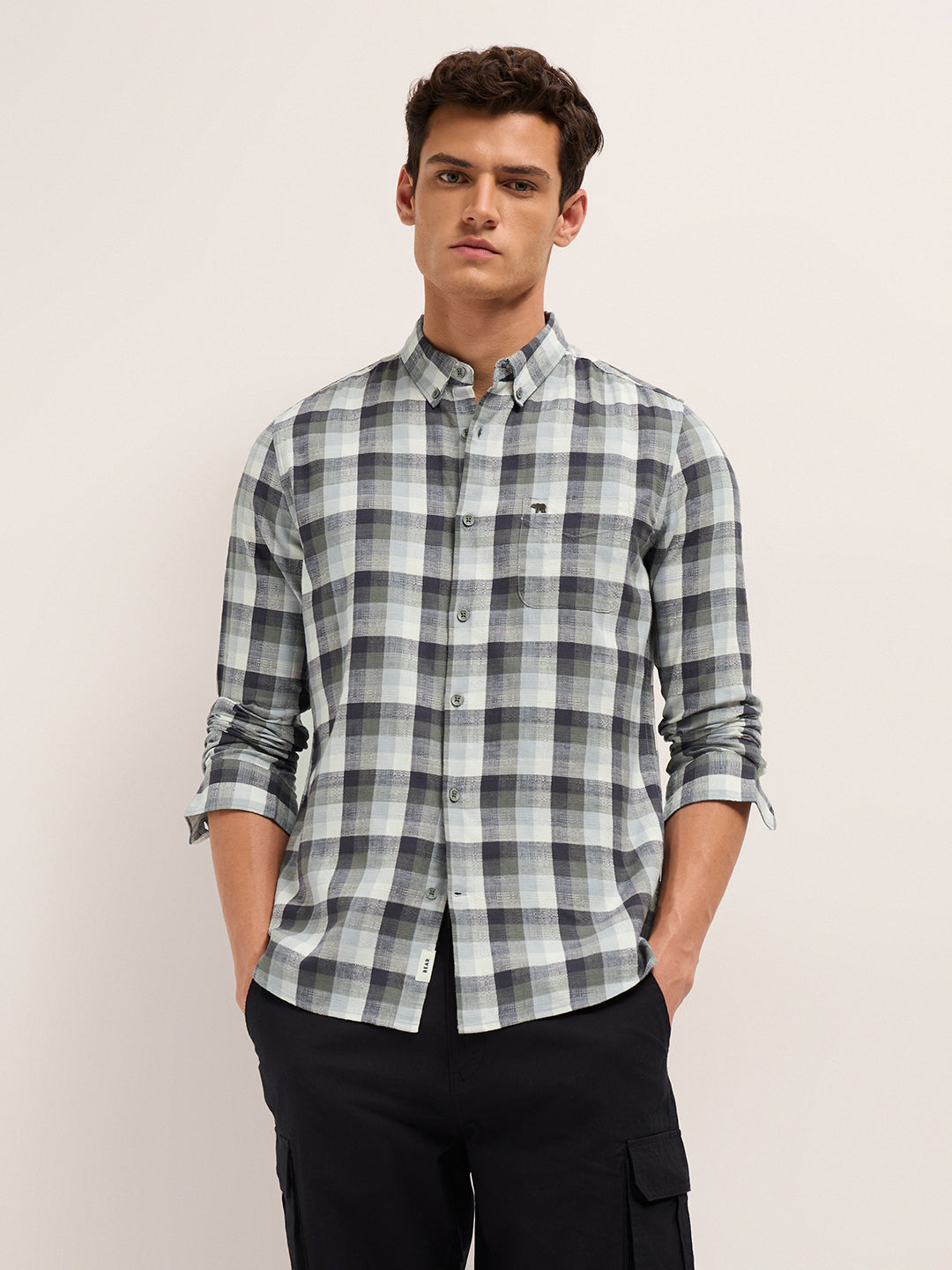 Multicolor Slim Fit Woven Check Casual Shirt