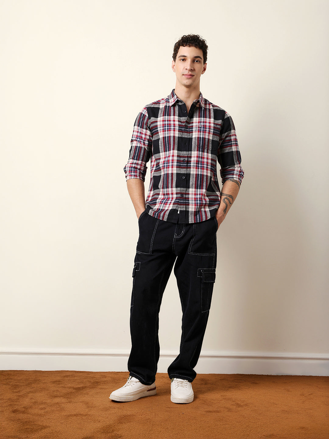 Multicolor Regular Fit Woven Check Flannel Casual Shirt