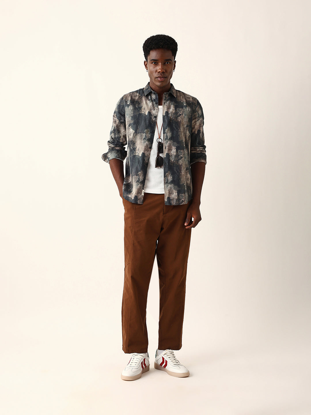 Multicolor Abstract Brushstroke Printed Slim Fit Casual Shirt