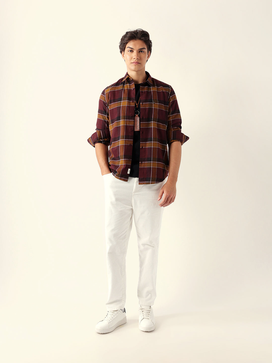 Multicolor Woven Check Regular Fit Casual Shirt