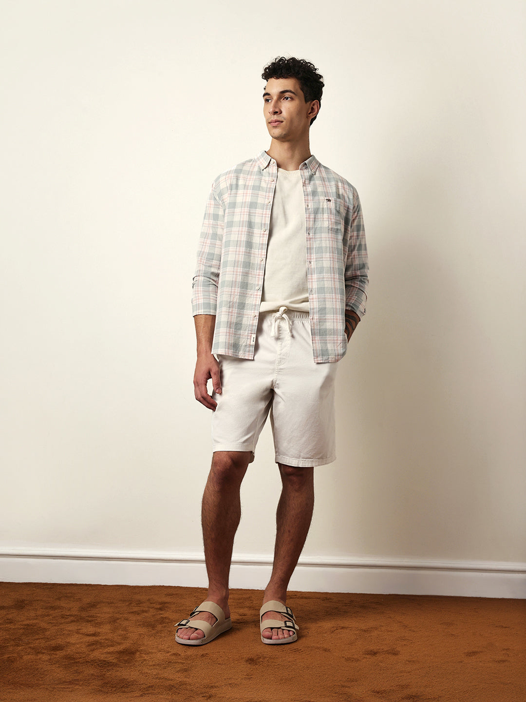Multicolor Woven Tartan Checked Slim Fit Casual Shirt