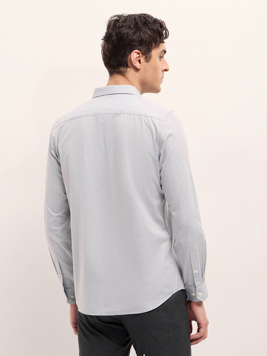 Grey Solid Tailored Fit Formal Shirt
