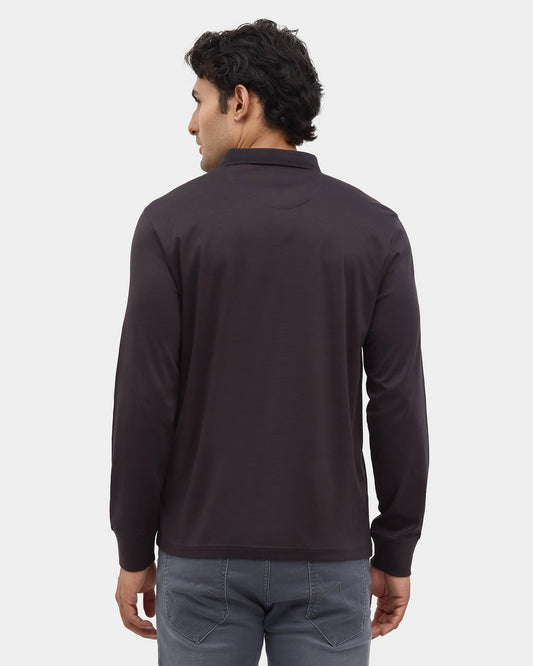 Charcoal Grey Polo Neck Solid Sweatshirt - Charlie