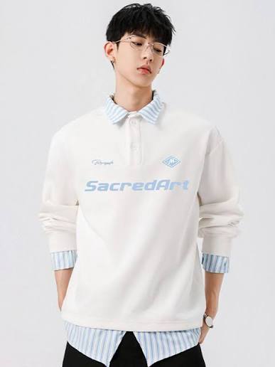 Men printed collar sweatshirt