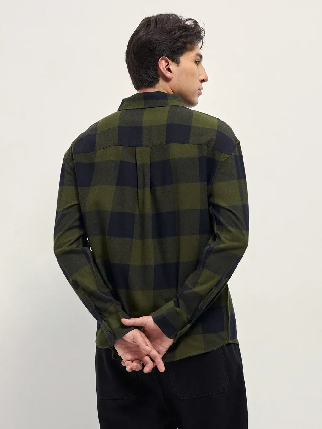 Men's Premium Olive Green Buffalo Check Shirt | Full Sleeve Casual Cotton Shirt
