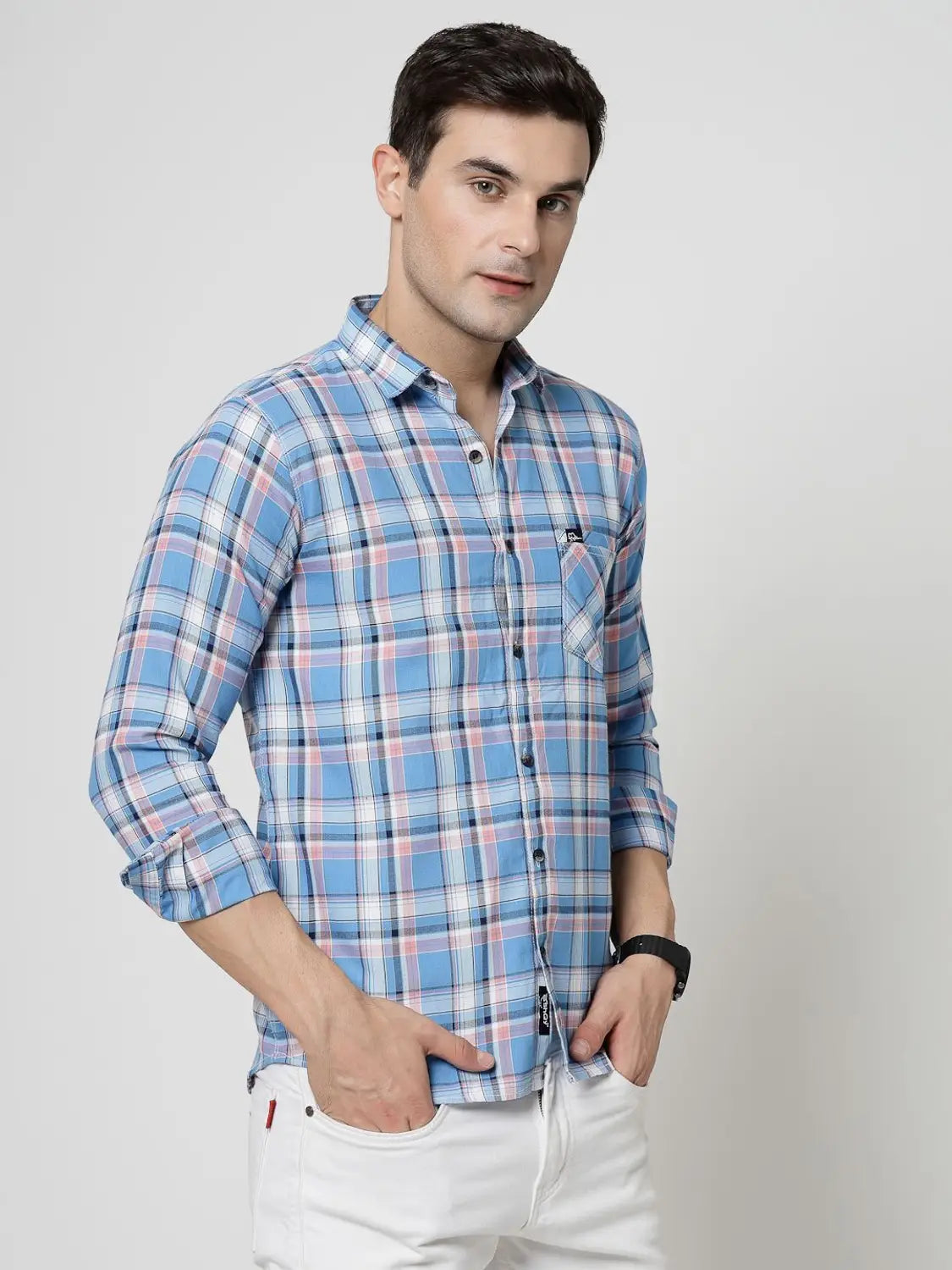 Checks Cotton Regular Fit Men Casual Wear Shirt