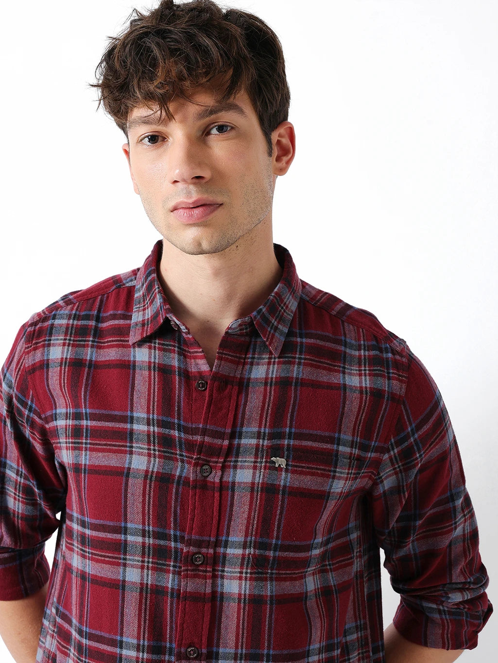 Men Regular Fit Checkered Collar Casual Shirt