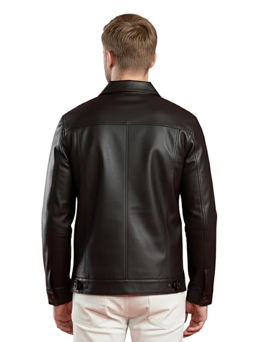 Leather Retail Men'S Coffee Brown Trucker Jacket
