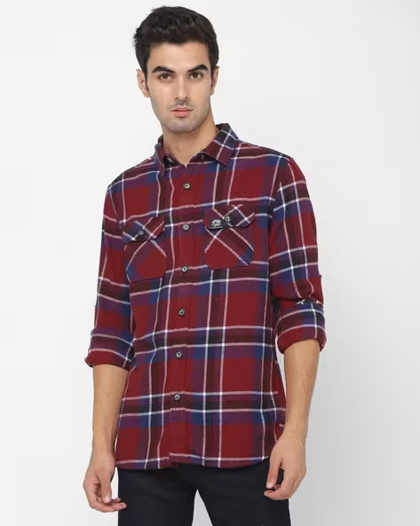 Checks Boxy Fit Cropped Flannel Shirt