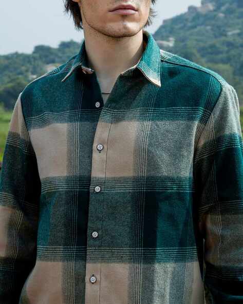 Men Oversized Checked Casual Shirt