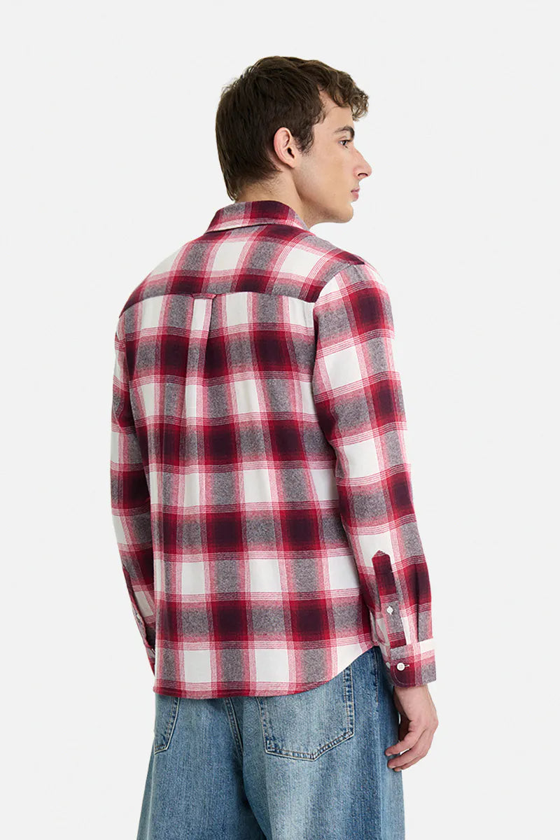 Men's Red & White Oversized Checkered Flannel Shirt