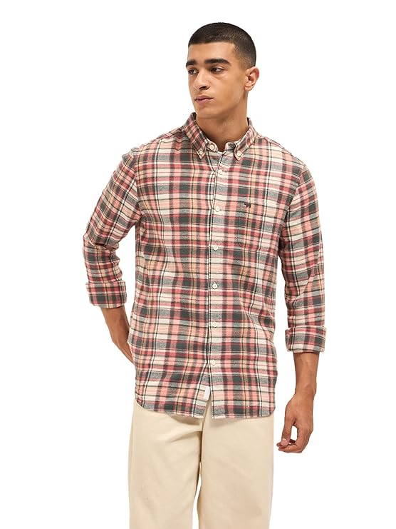 Men's Cotton Multi-Color Checked Casual Shirt