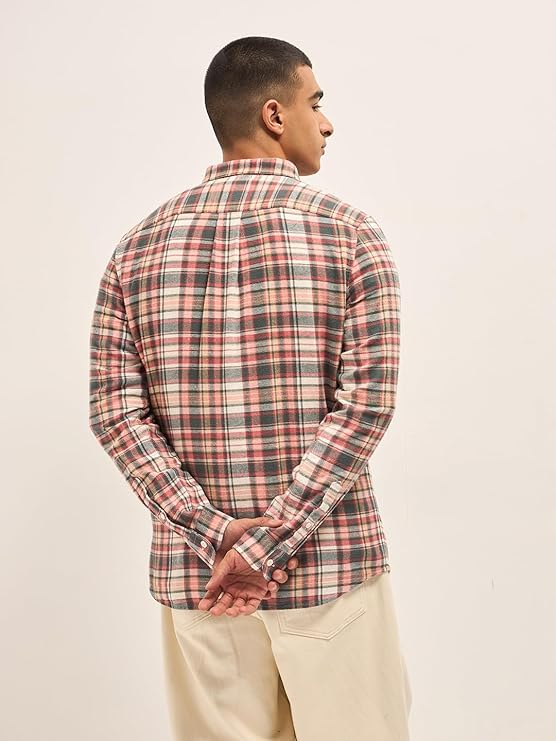 Men's Cotton Multi-Color Checked Casual Shirt