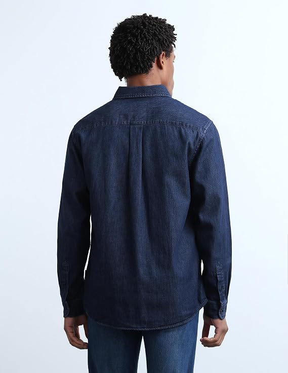 Dark Blue Denim Relaxed Fit Men's Shirt