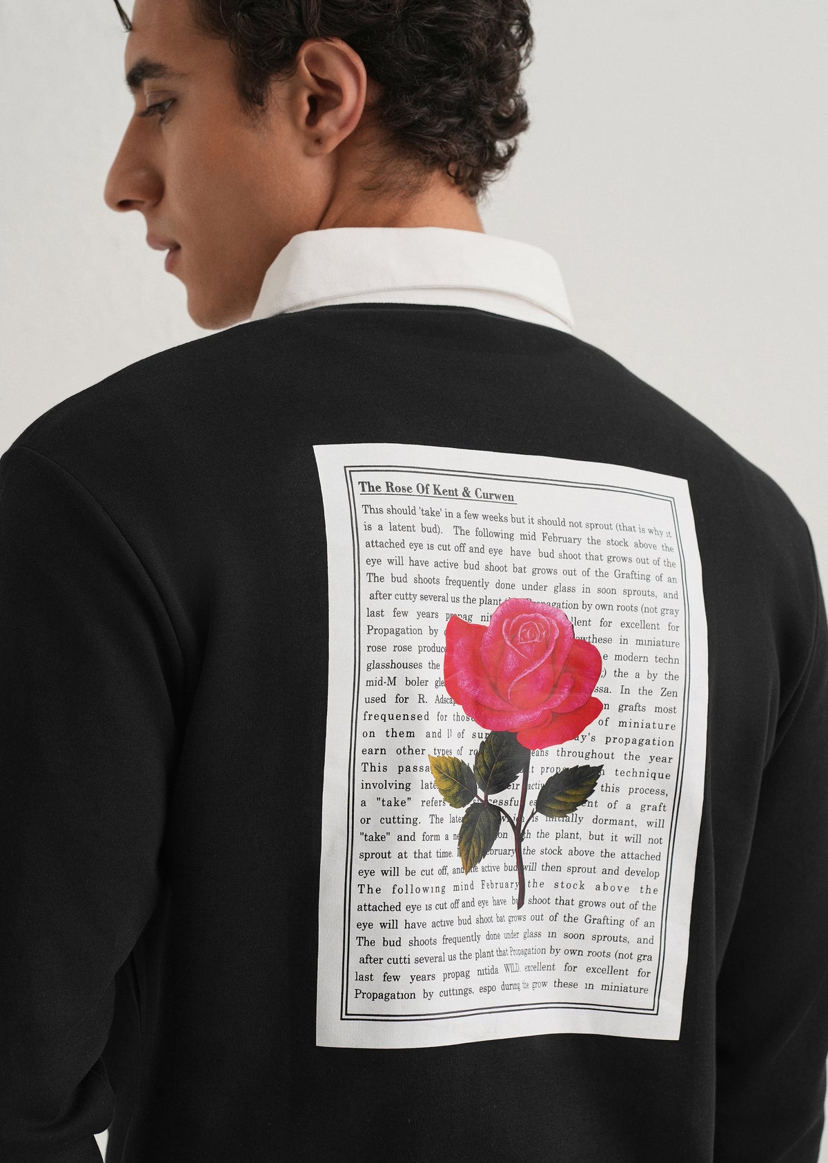 Black Back Print Polo Sweatshirt