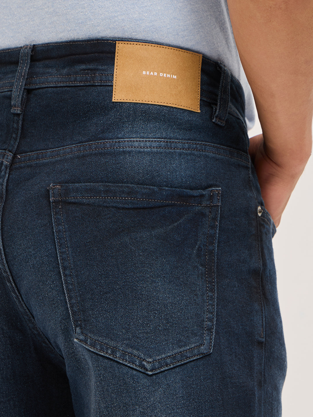 Dark Blue with Mid Fade Mid-Rise Slim Fit Jeans