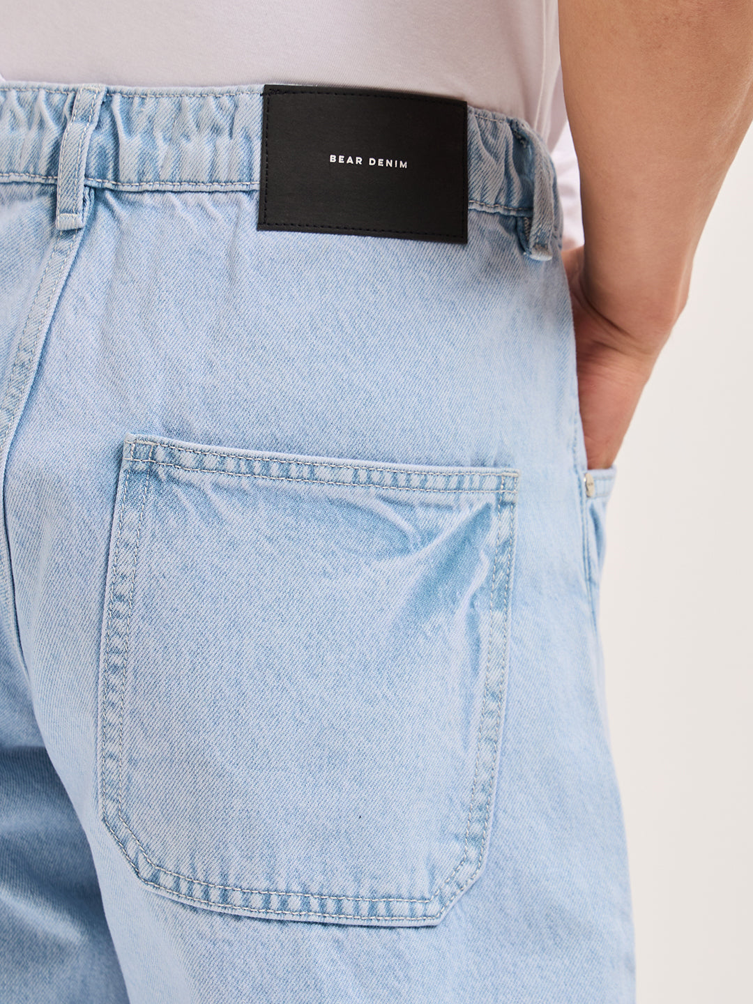 Light Blue Mid-Rise Elasticated Waist Relaxed Fit Jeans