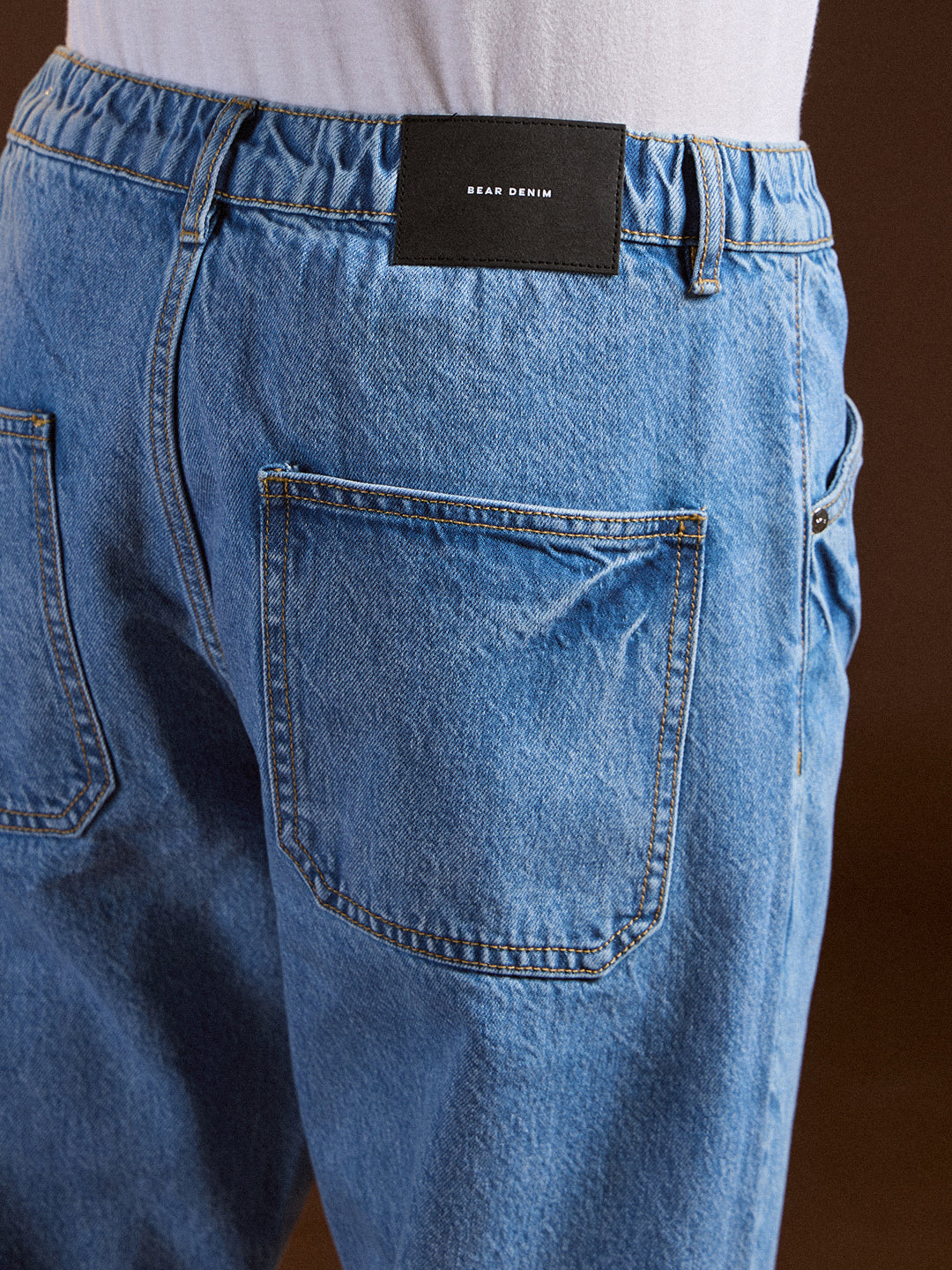 Light Blue Mid-Rise Elasticated Waist Relaxed Fit Jeans