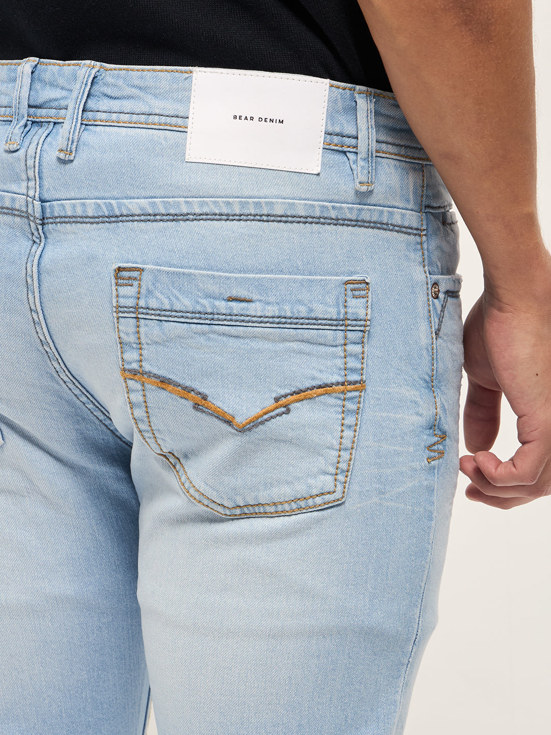 Light Blue with Mid Fade Mid-Rise Slim Fit Jeans