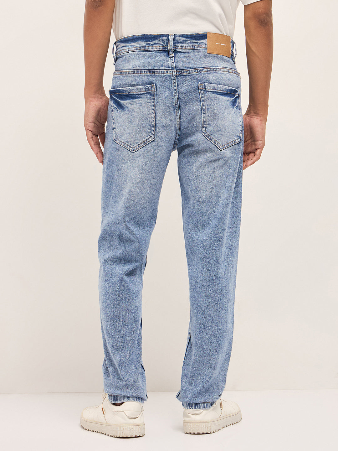 Light Blue Mid-Rise Slim Fit Jeans with Mid Fade