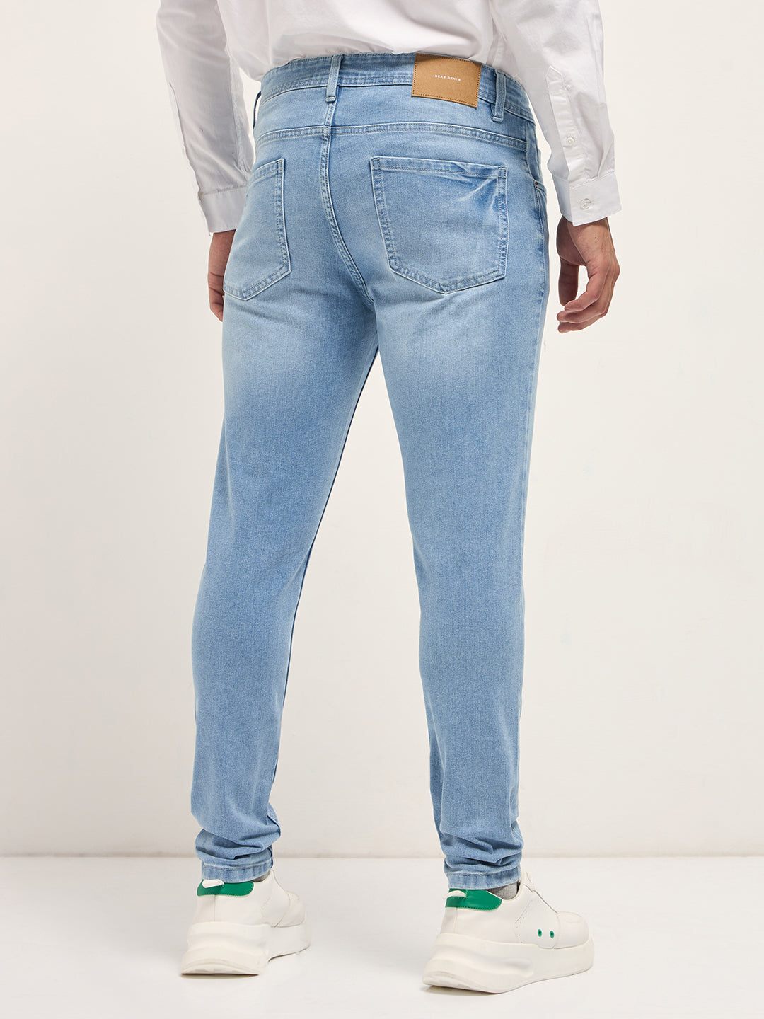 Light Blue Mid-Rise Skinny Fit Jeans with Light Fade
