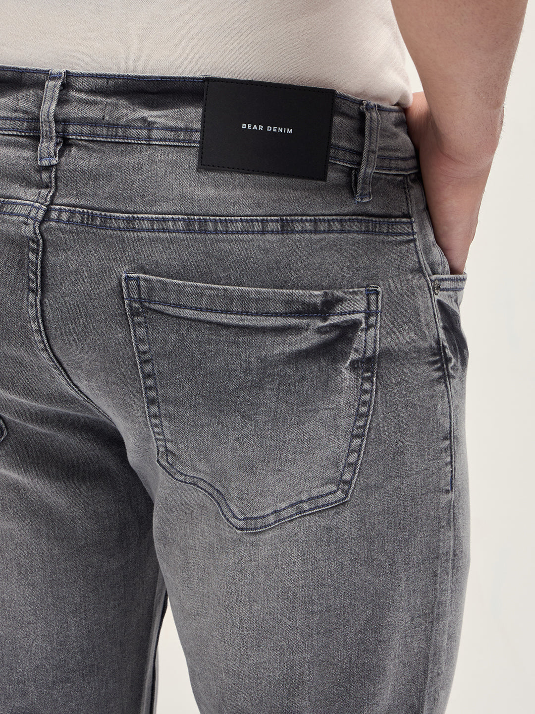 Light Grey Mid-Rise Skinny Fit Jeans with Light Fade