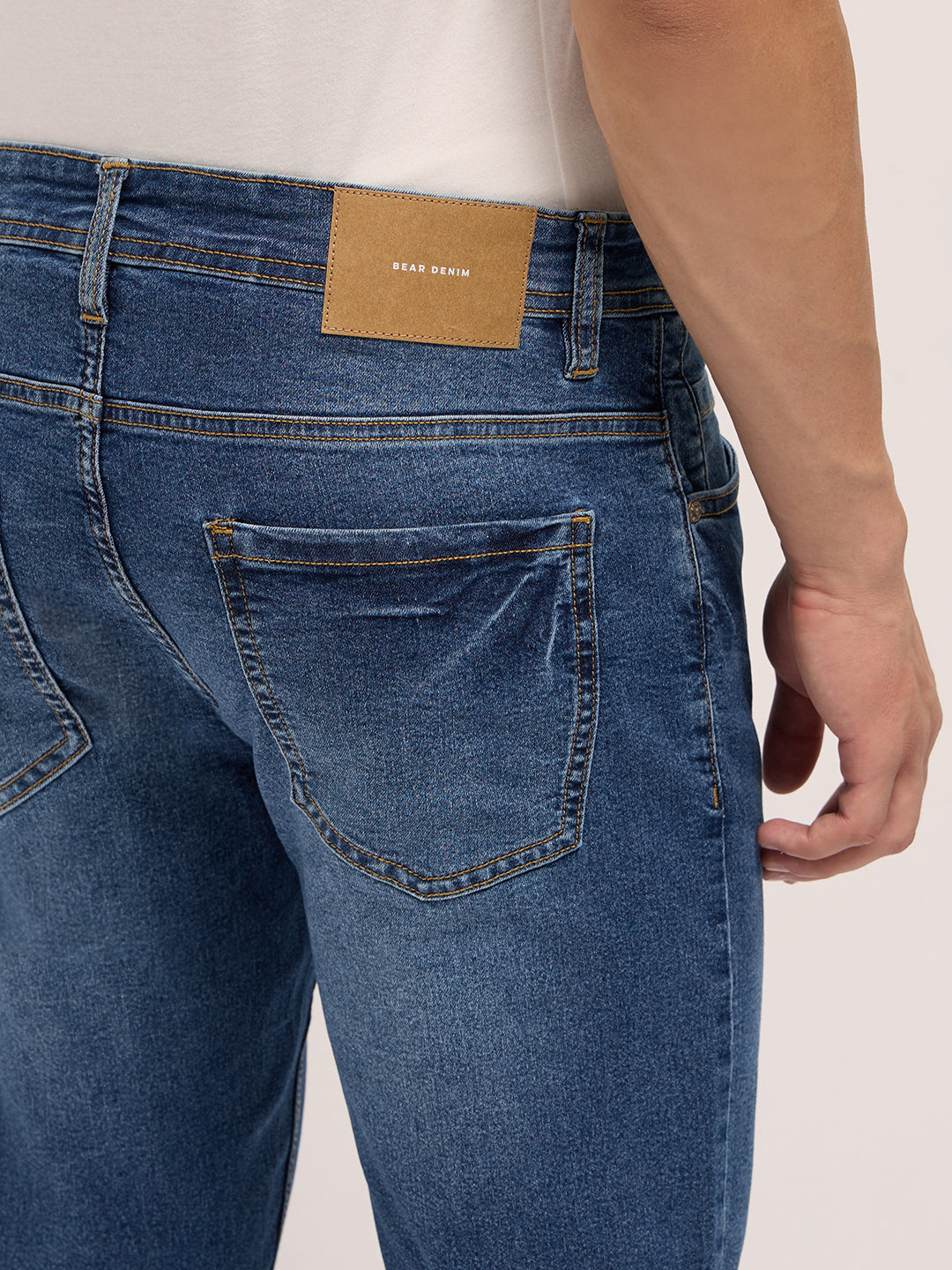 Mid Blue Mid-Rise Skinny Fit Jeans with Light Fade