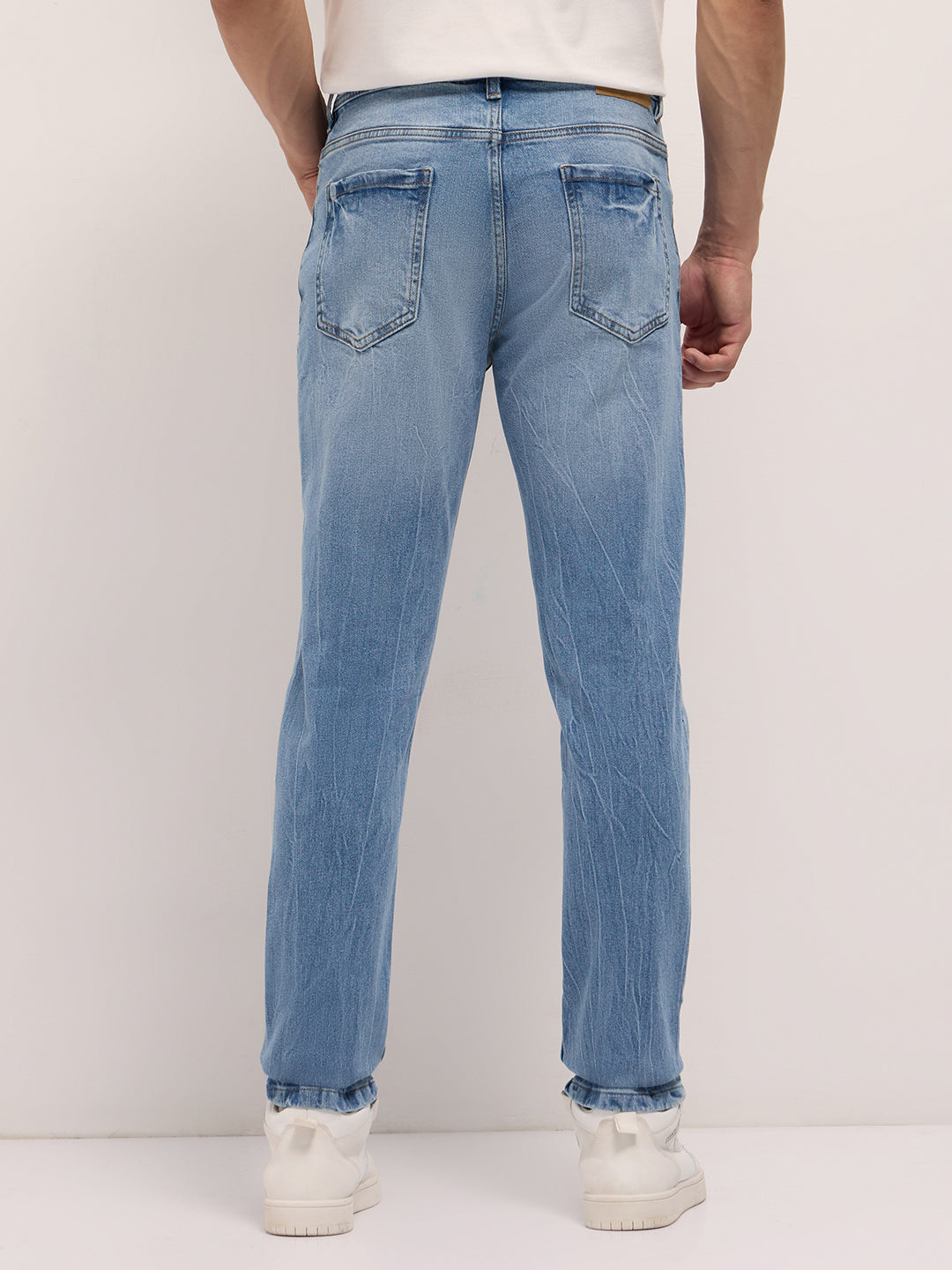 Light Blue Mid-Rise Slim Fit Jeans with Light Fade