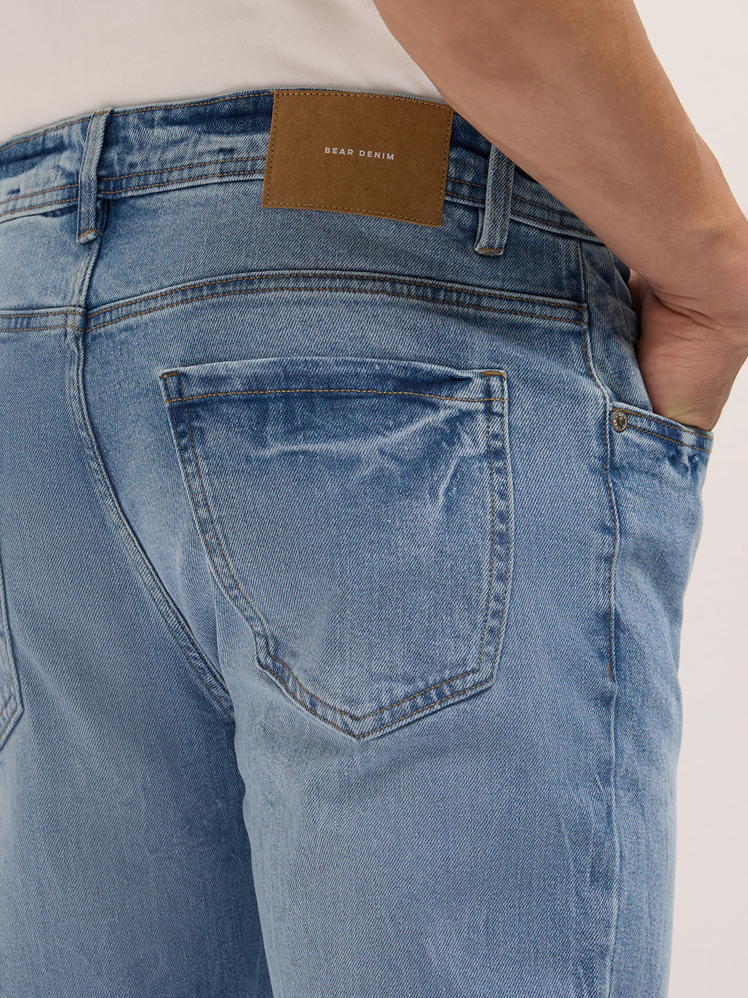 Light Blue Mid-Rise Slim Fit Jeans with Light Fade