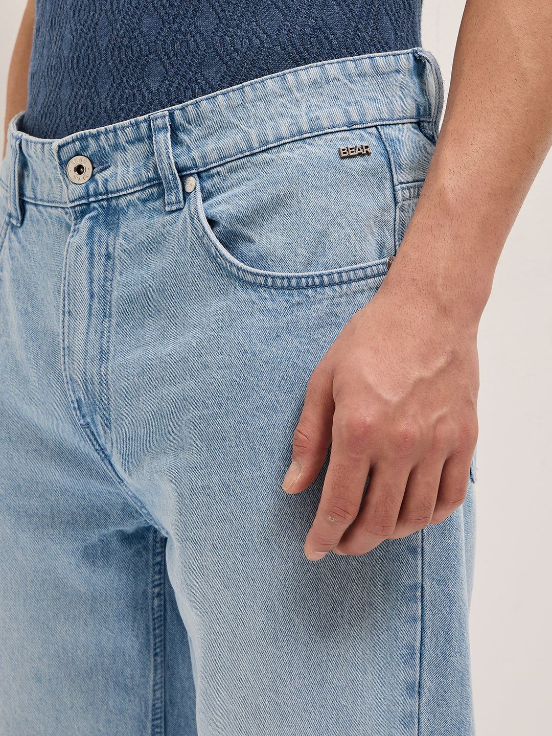 Light Blue with Light Fade Mid-Rise Straight Fit Jeans