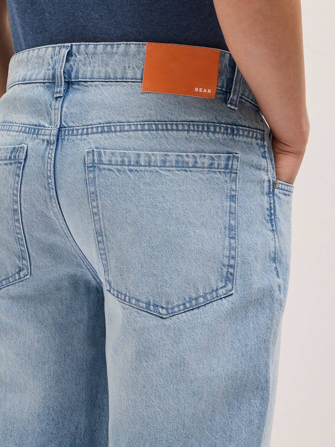 Light Blue with Light Fade Mid-Rise Straight Fit Jeans