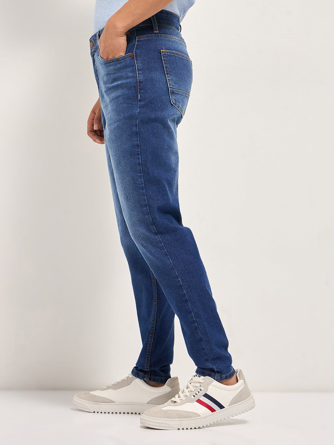 Blue with Light Fade Skinny Fit Mid-Rise Jeans
