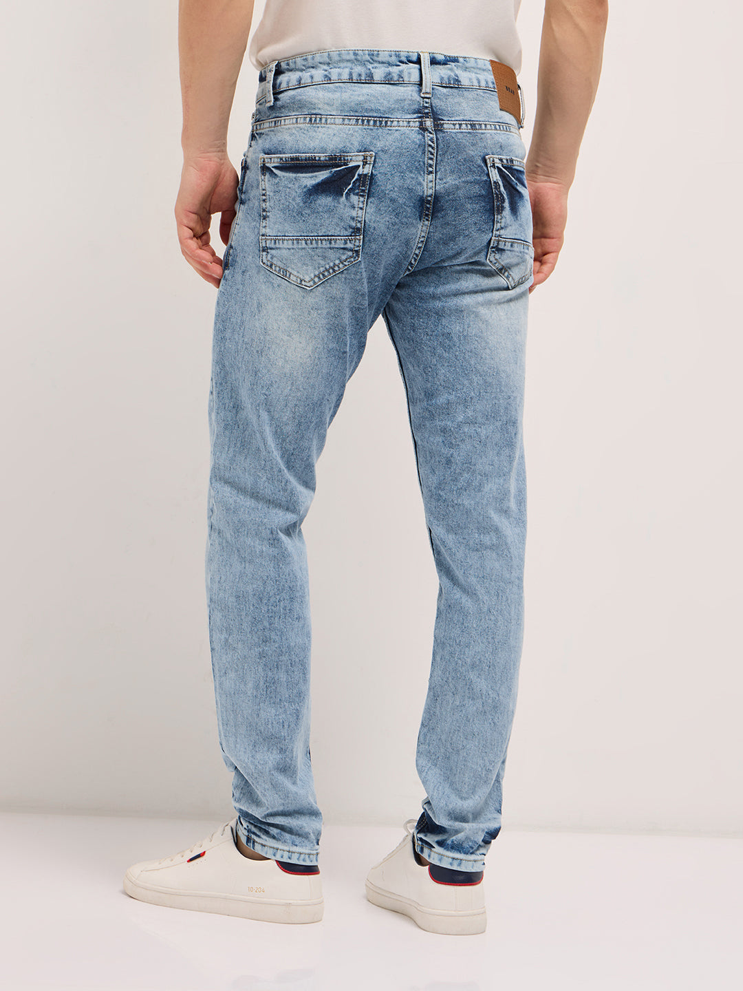 Blue Acid Wash Mid-Rise Skinny Fit Jean