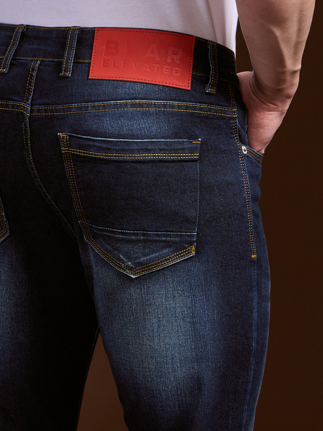 Dark Blue with Mid Fade Slim Fit Mid-Rise Jeans