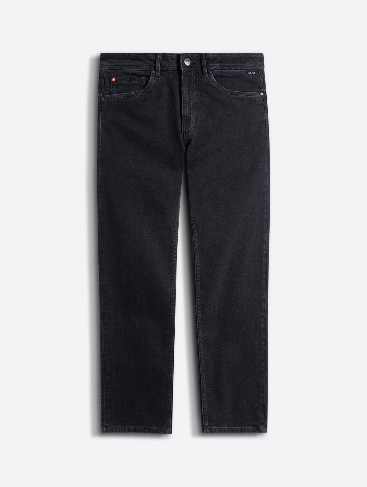 Black Mid-Rise Straight Fit Jeans with Light Fade