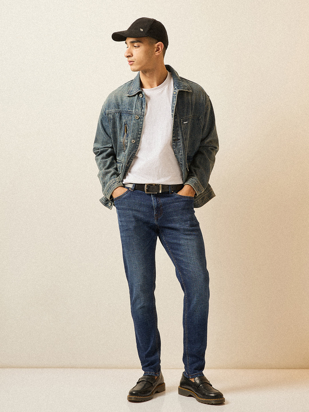 Dark Blue with Mid Fade Mid-Rise Skinny Fit Jeans
