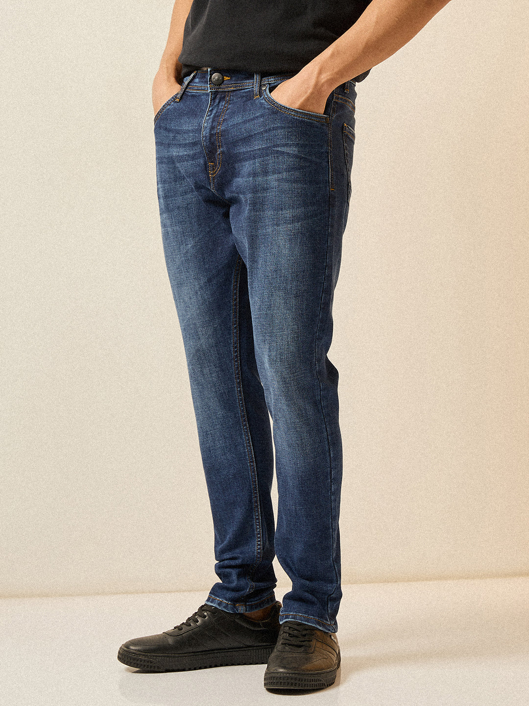 Dark Blue with Mid Fade Mid-Rise Skinny Fit Jeans