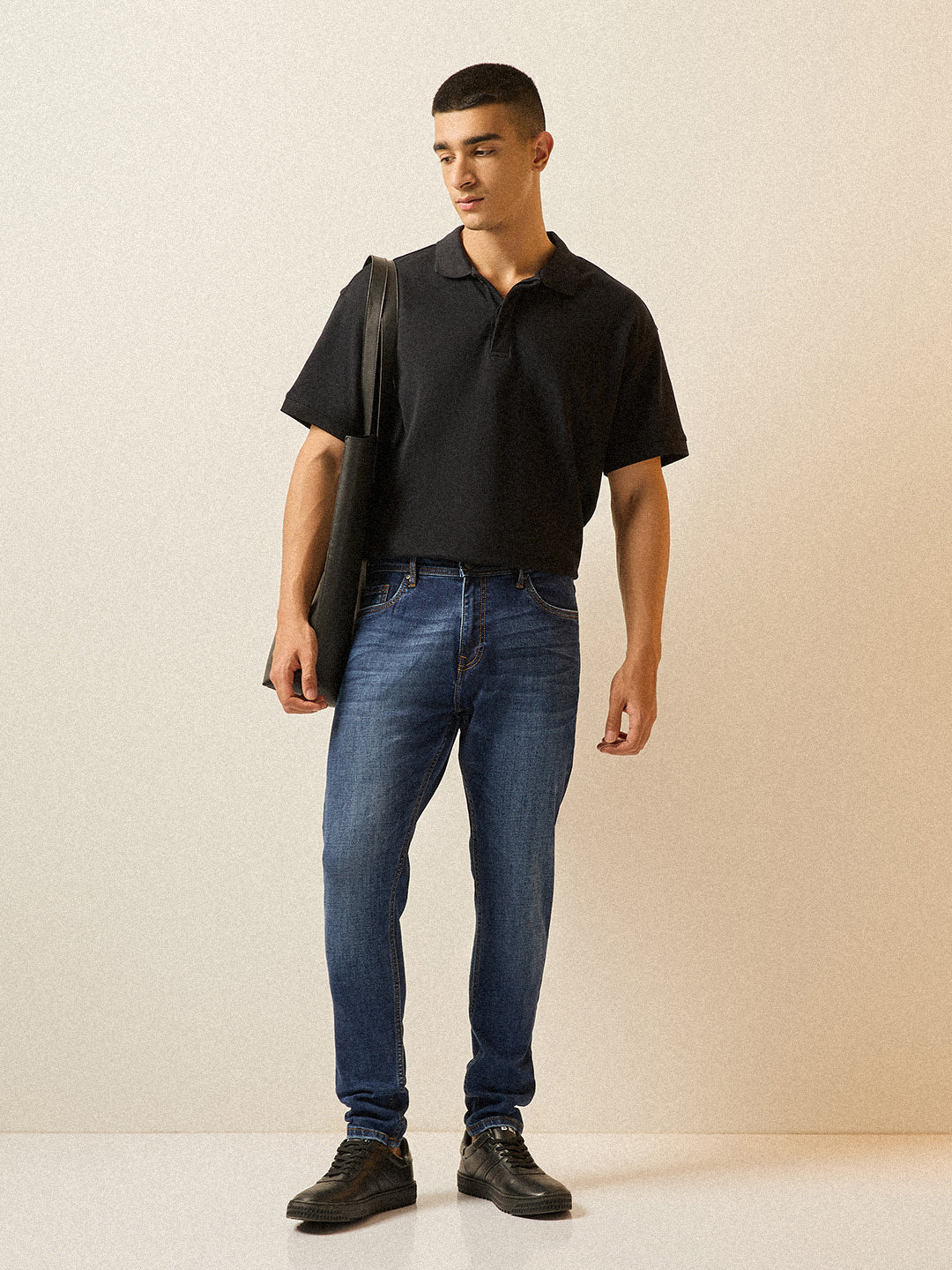 Dark Blue with Mid Fade Mid-Rise Skinny Fit Jeans