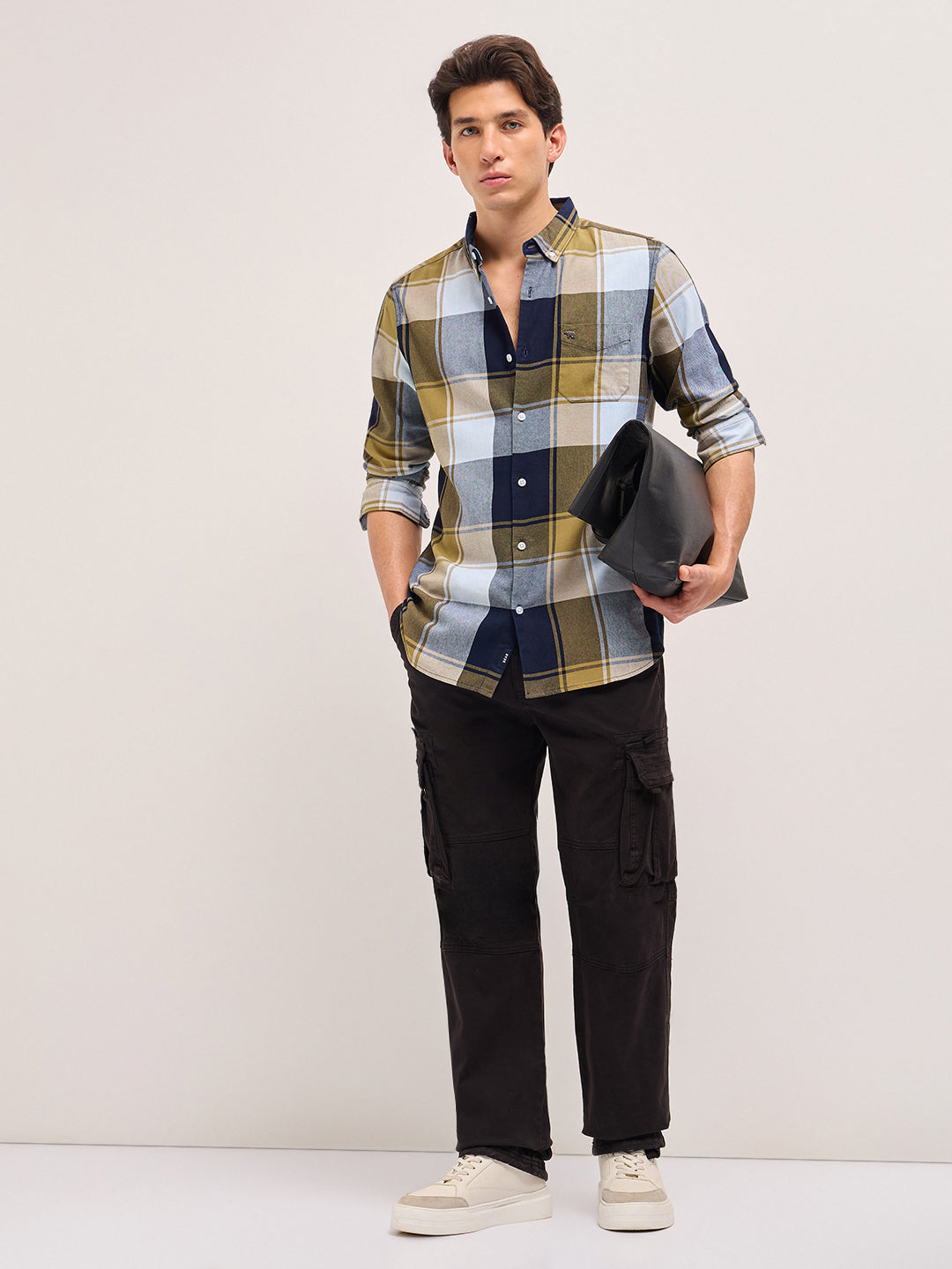 Multicolor Woven Checked Slim Fit Casual Shirt