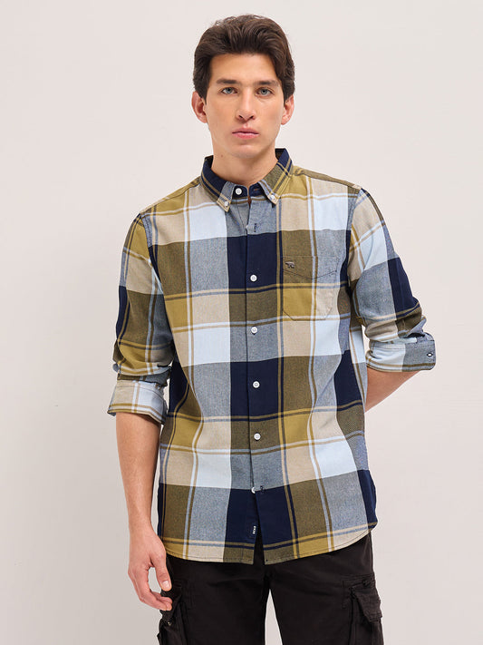 Multicolor Woven Checked Slim Fit Casual Shirt